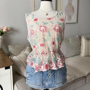 Floral Embroidered Mesh Peplum Top (Intimissimi)